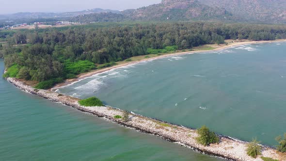 Aerial View of Pak Nam Pranburi Estuary in Prachuap Khiri Khan Thailand