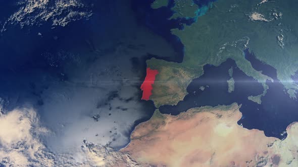 Realistic Earth Zoom Red Alert Highlight Country Portugal