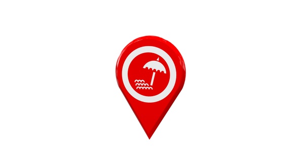 Beach 3D Map Location Pin Red V1 alt