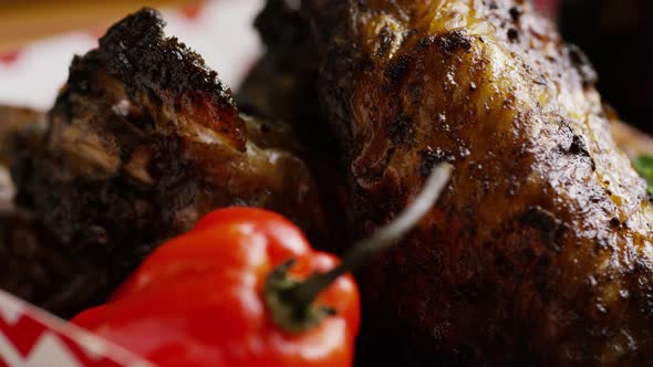 Rotating shot of delicious, chicken wings 