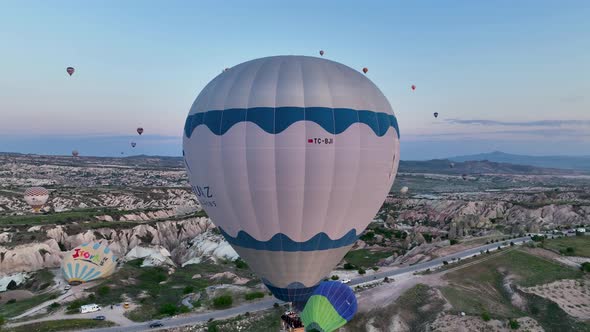 Aerial view Hot air baloons in Turkey 4 K