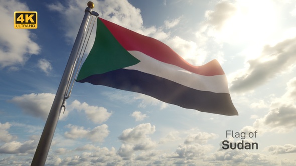 Sudan Flag on a Flagpole - 4K