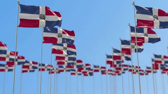 Dominican Republic Row Of National flags Walk Throw Animation