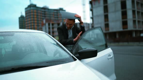 Architect Exit His Car and Go to Building Construction