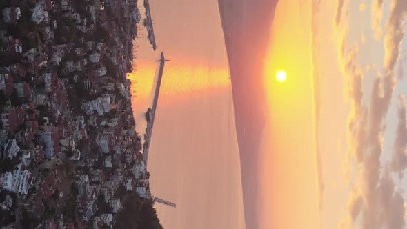 Vertical Video Alanya Turkey  a Resort Town on the Seashore