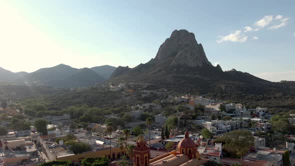 Iconic Peña de Bernal Monolith, Massive Rock Above The Colonial Village Of San Sebastian Bernal In Q