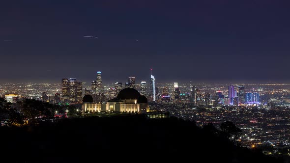 Downtown Los Angeles and Griffith Observatory Clear Night