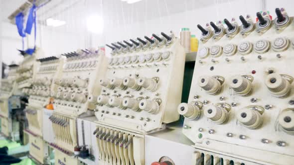Modern Sewing Machines for Cotton in a Fabric Factory