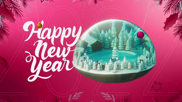 Happy New Year Glass Ball Background Red