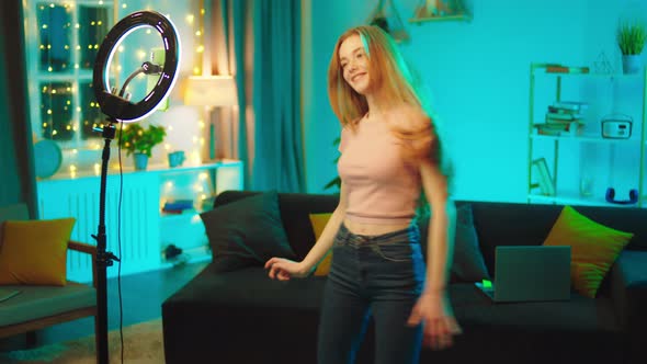 Dancing Lady Influencer in Front of Recording