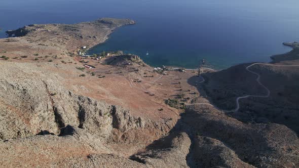 Volcanic archipelago. Aerial drone shot tracking around to reveal the famous landmark.
