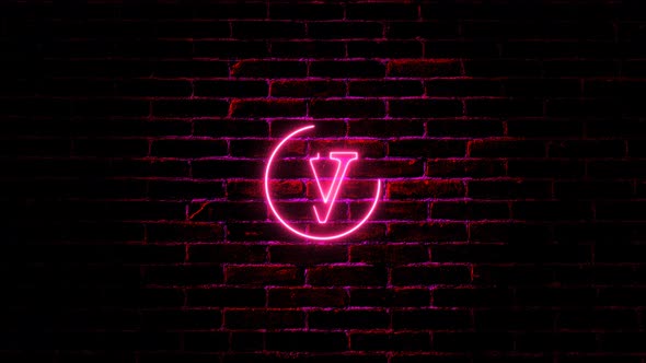 Neon V Logo Intro Animated