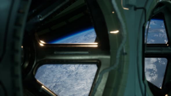 Cockpit View From International Space Station Operating Nearby of Planet Earth alt