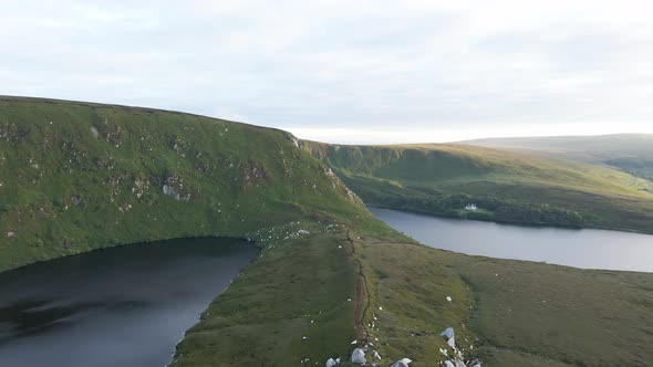 Stunning Landscape Of Lake Lough Bray Upper And Lower At Early In The Morning In The Wicklow Mountai