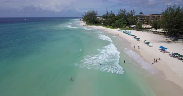 White Sand Beach And Hotels In Barbados