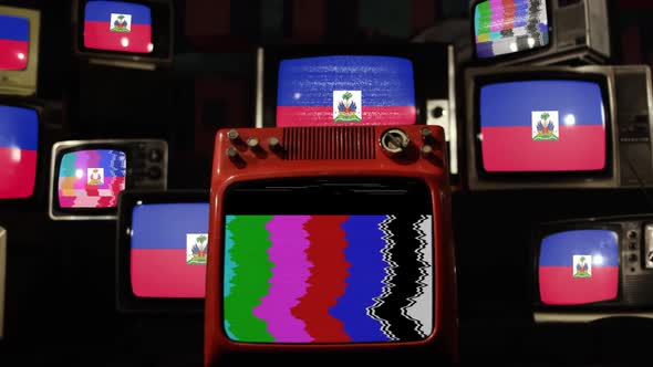 Flag of Haiti and Retro Televisions.