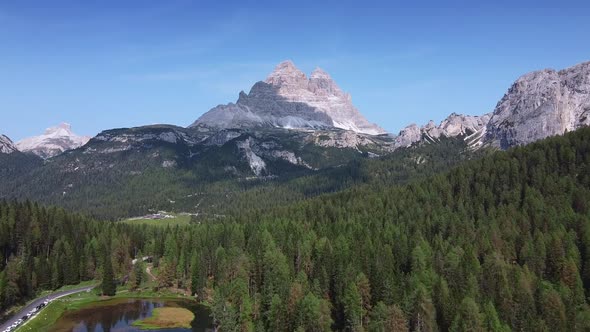 Aerial View of the Three Peaks of Lavaredo