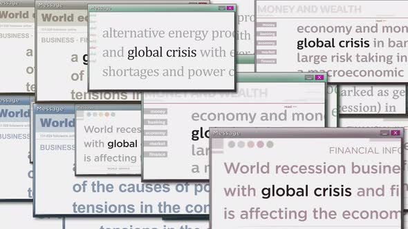 Pop up windows with global crisis economy crash seamless looped