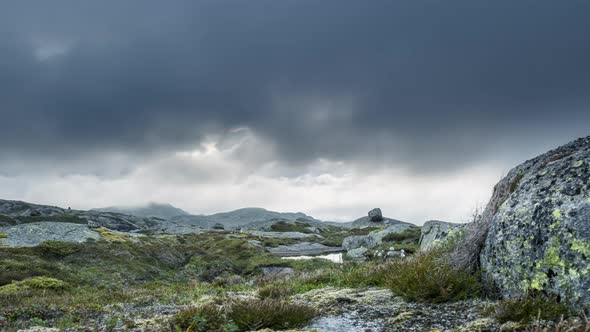 Timelapse of rain clouds, Lysebotn, Province Rogaland, Norway