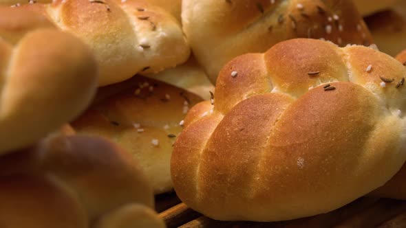 Closeup on a Pile of Bread Rolls