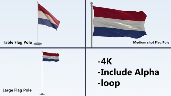 Netherlands Flag Pole Pack 4k-Loop