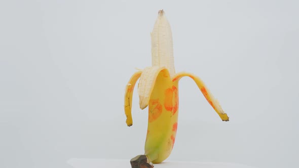 One Banana on a White Background