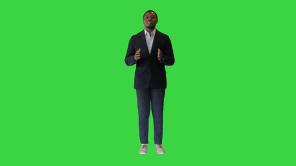 Speech of Confident African-american Business Trainer on Business Conference on a Green Screen