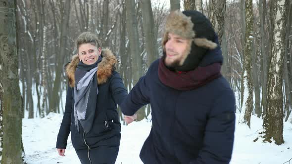 Couple in Love Resting Winter