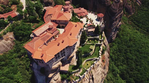 Topdown View of Orthodox Monastery Complex Meteora Greece