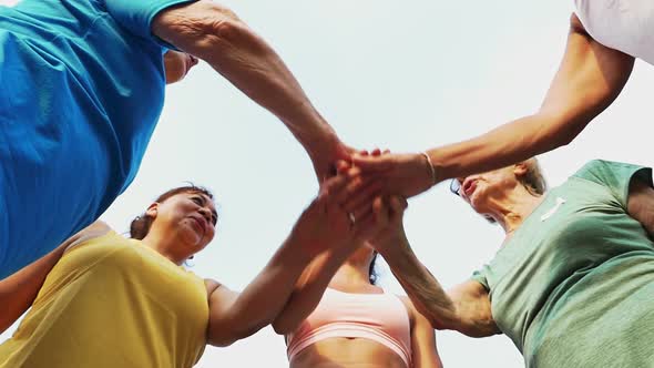 Group of senior doing training at the park