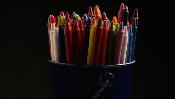 Rotating shot of color wax crayons for drawing and crafts - CRAYONS 