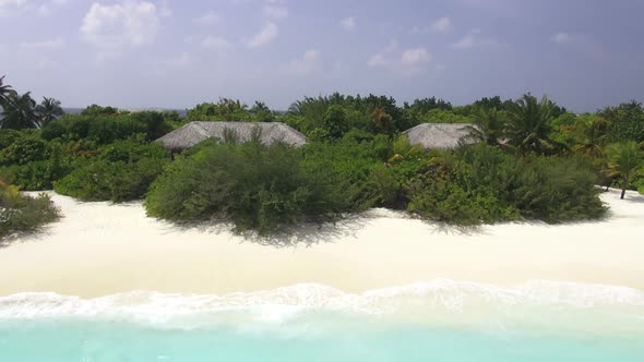 Close Aerial View of Tropical Island