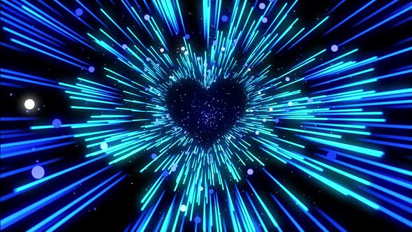 Blue Flying Partcles Heart Animation