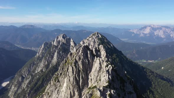 Flight above mountains peak in julian alps,Mangart,Triglav National Park