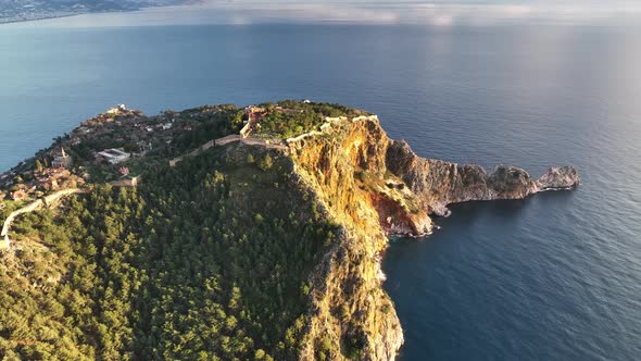 Alanya Castle Alanya Kalesi Aerial View of Mountain and City Turkey