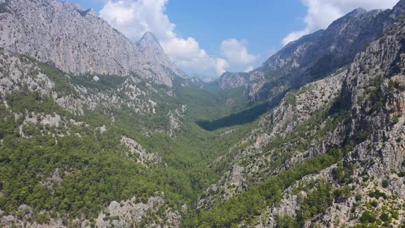 Aerial View Rocky Green Mountains Of Turkey