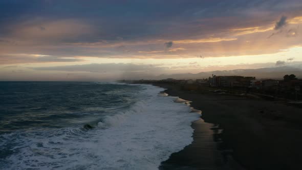 Calabria coast at sunset 