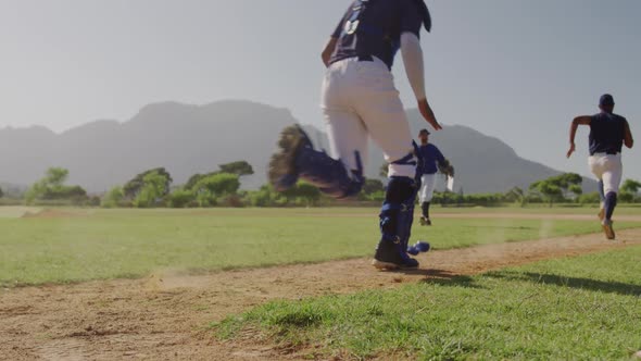 Baseball players running before the match