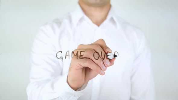 Game Over Businessman Writing on Glass