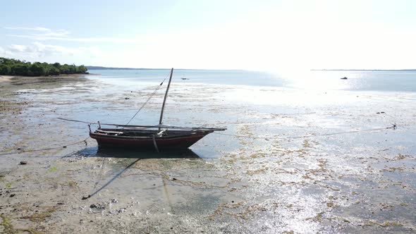 Aerial View of Low Tide in the Ocean Near the Coast of Zanzibar Tanzania