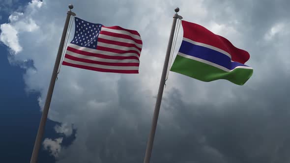 Waving Flags Of The United States And The Gambia 2K