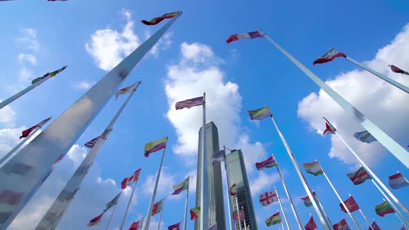 flags of the world,slow motion