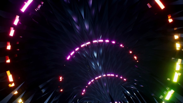 4K Glowing Rainbow Ring Thorn Tunnel Loop