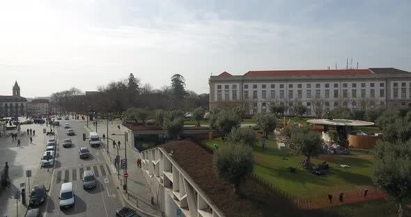 Modern park in european city