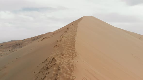 Aerial of Sand Dunes in Altyn Emel National Park in Kazakhstan
