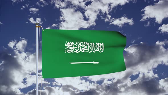 Saudi Arabia Flag Waving 4k