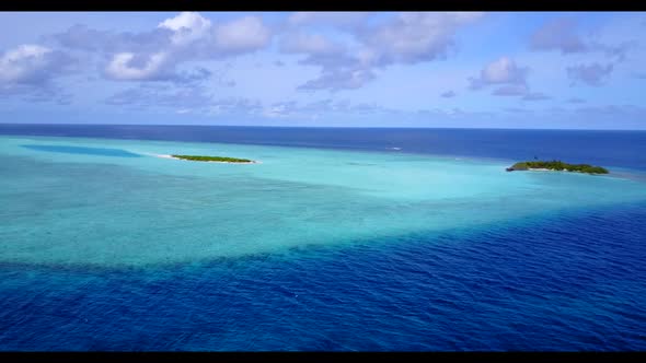 Aerial flying over abstract of perfect sea view beach holiday by blue green ocean and clean sandy ba