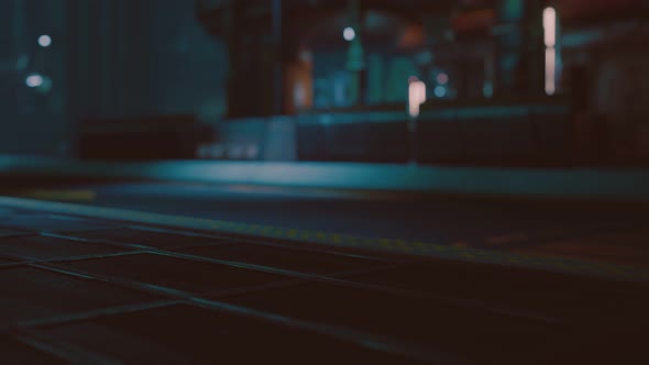 Futuristic Street with Neon Glow at Night alt