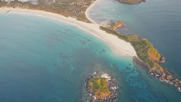 Mist Over Tropic Island at Sea Bay Aerial