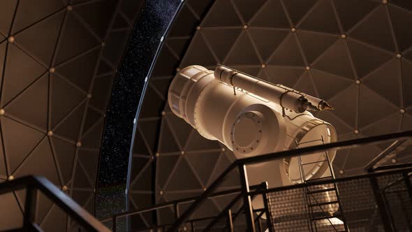 Modern telescope starts tracking the star while the dome door opens. 4KHD